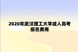 2020年武汉理工大学成人高考报名费用