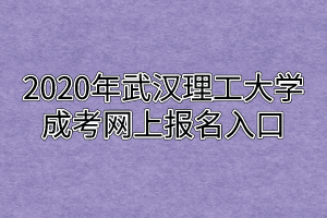 2020年武汉理工大学成考网上报名入口