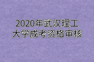 2020年武汉理工大学成考资格审核