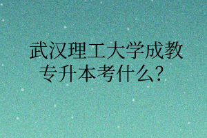 武汉理工大学成教专升本考什么?