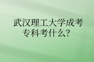 武汉理工大学成考专科考什么?