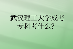 武汉理工大学成考专科考什么？