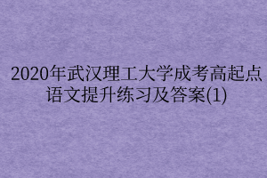 2020年武汉理工大学成考高起点语文提升练习及答案(1)