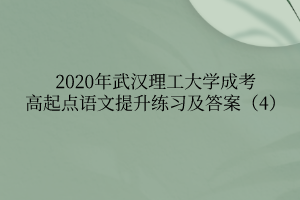 2020年武汉理工大学成考高起点语文提升练习及答案（4）