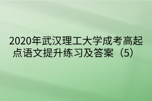 2020年武汉理工大学成考高起点语文提升练习及答案（5）