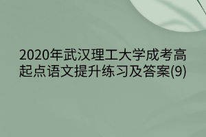 2020年武汉理工大学成考高起点语文提升练习及答案(9)
