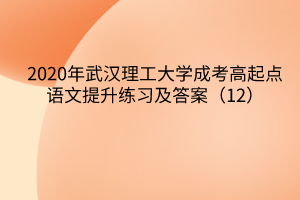 2020年武汉理工大学成考高起点语文提升练习及答案（12）