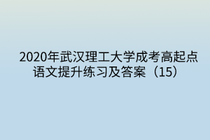 2020年武汉理工大学成考高起点语文提升练习及答案（15）
