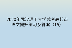 2020年武汉理工大学成考高起点语文提升练习及答案(15)