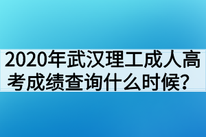 2020年武汉理工大学成人高考成绩查询什么时候?