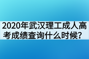 2020年武汉理工大学成人高考成绩查询什么时候？