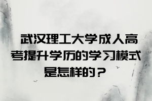 武汉理工大学成人高考提升学历的学习模式是怎样的?