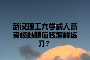 武汉理工大学成人高考模拟题应该怎样练习?
