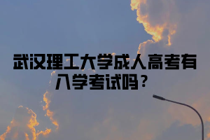 武汉理工大学成人高考有入学考试吗?